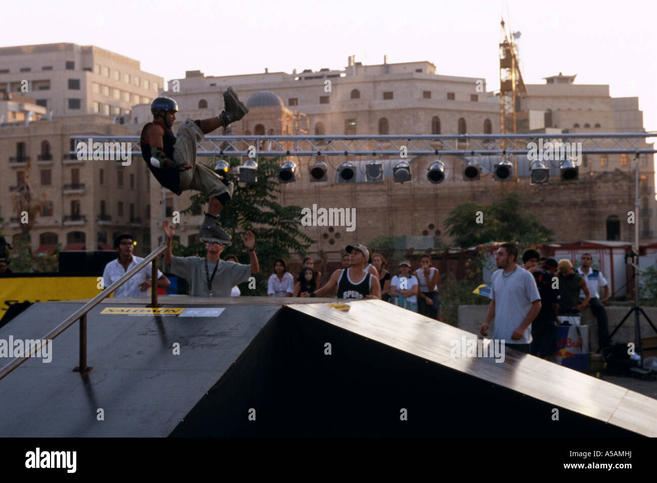 A boy skating on a railing Beirut Stock Photo - Alamy