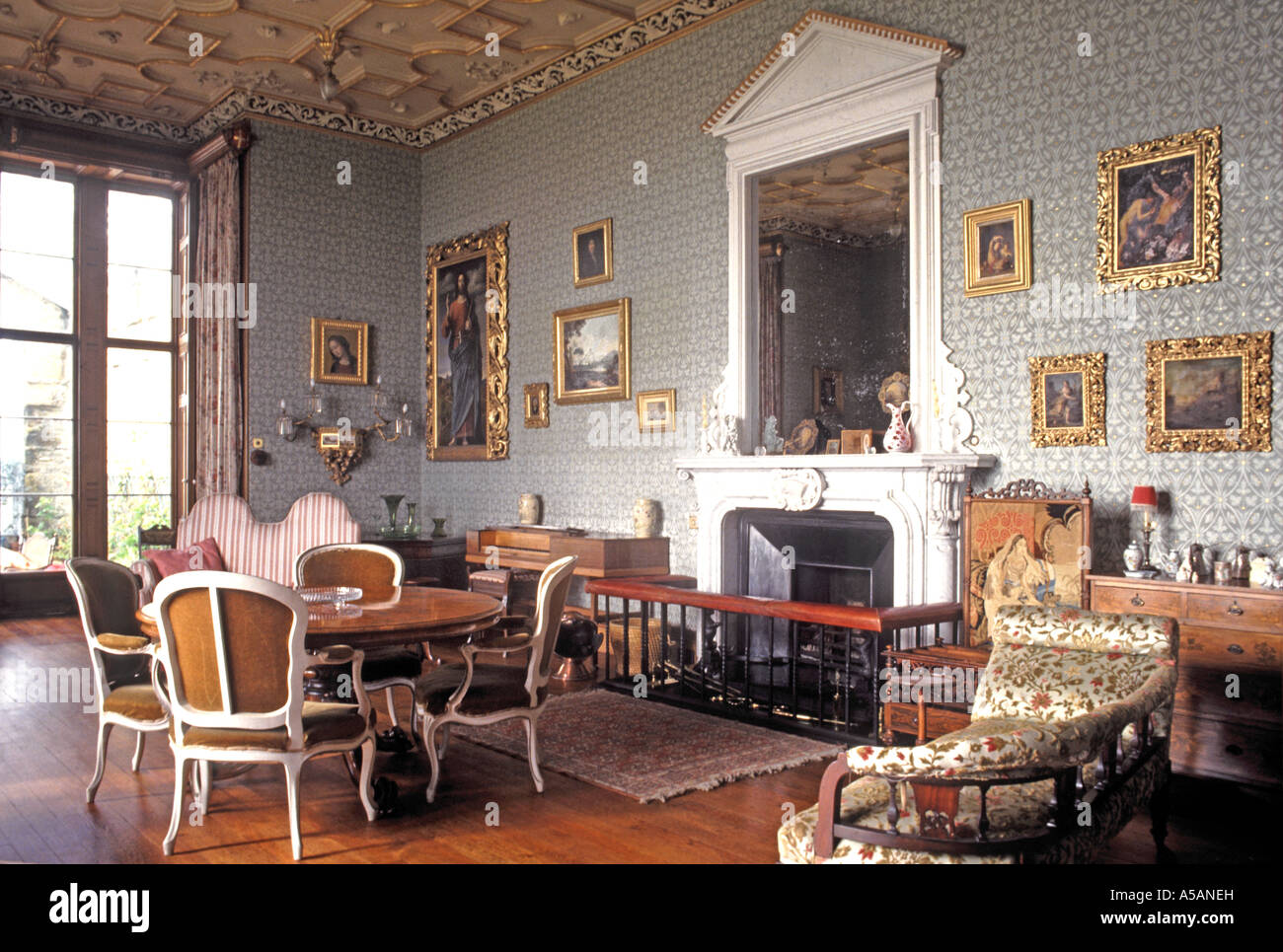 Drawing room of Balfour Castle country house hotel Shapinsay Orkney Islands Stock Photo