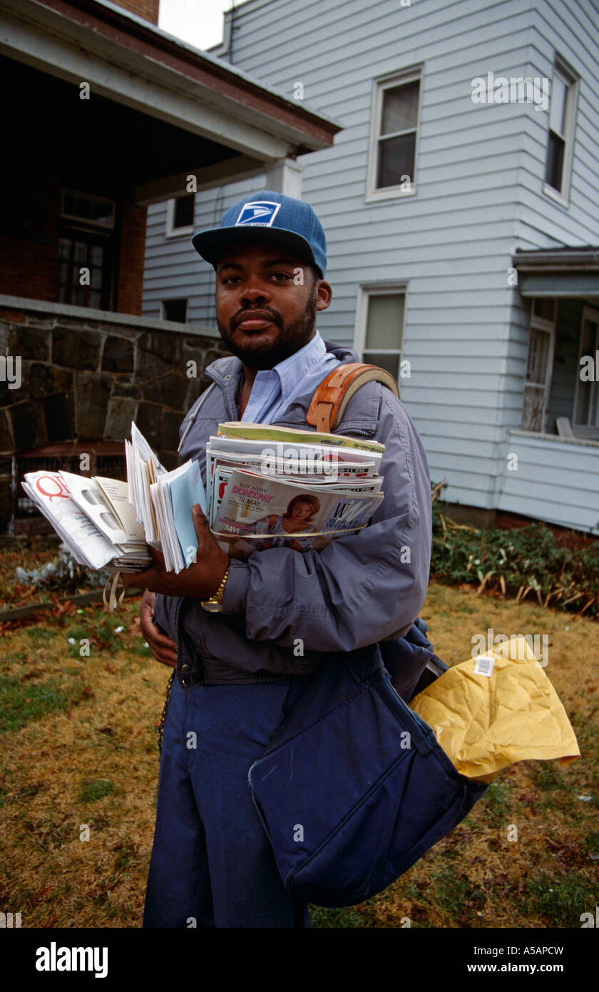 A postman in Baltimore Maryland Stock Photo
