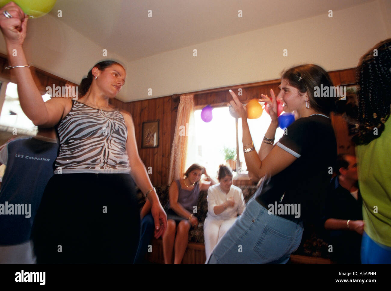 People dancing at a birthday party in Beirut Stock Photo