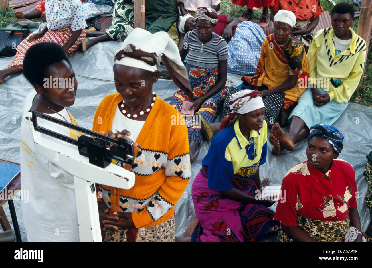 Patients at health clinic, Kampala, Uganda Stock Photo