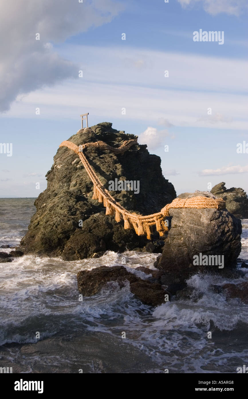 Meoto Iwa Wedded Rocks off the coast of Futamigaura Beach, Futami Town ...
