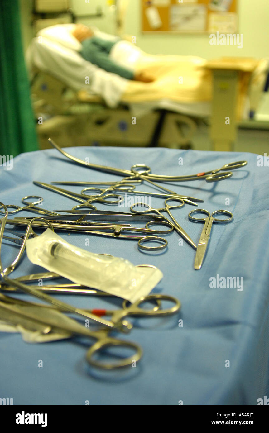 British medical equipment in operating theatre ready for surgery in