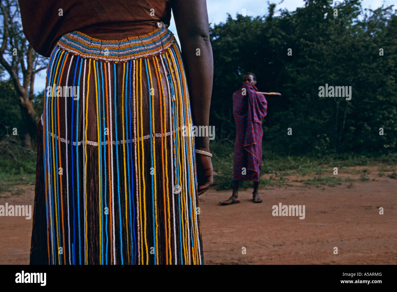 Tanzanian woman wearing waist beads, Nangwa, Africa Stock Photo