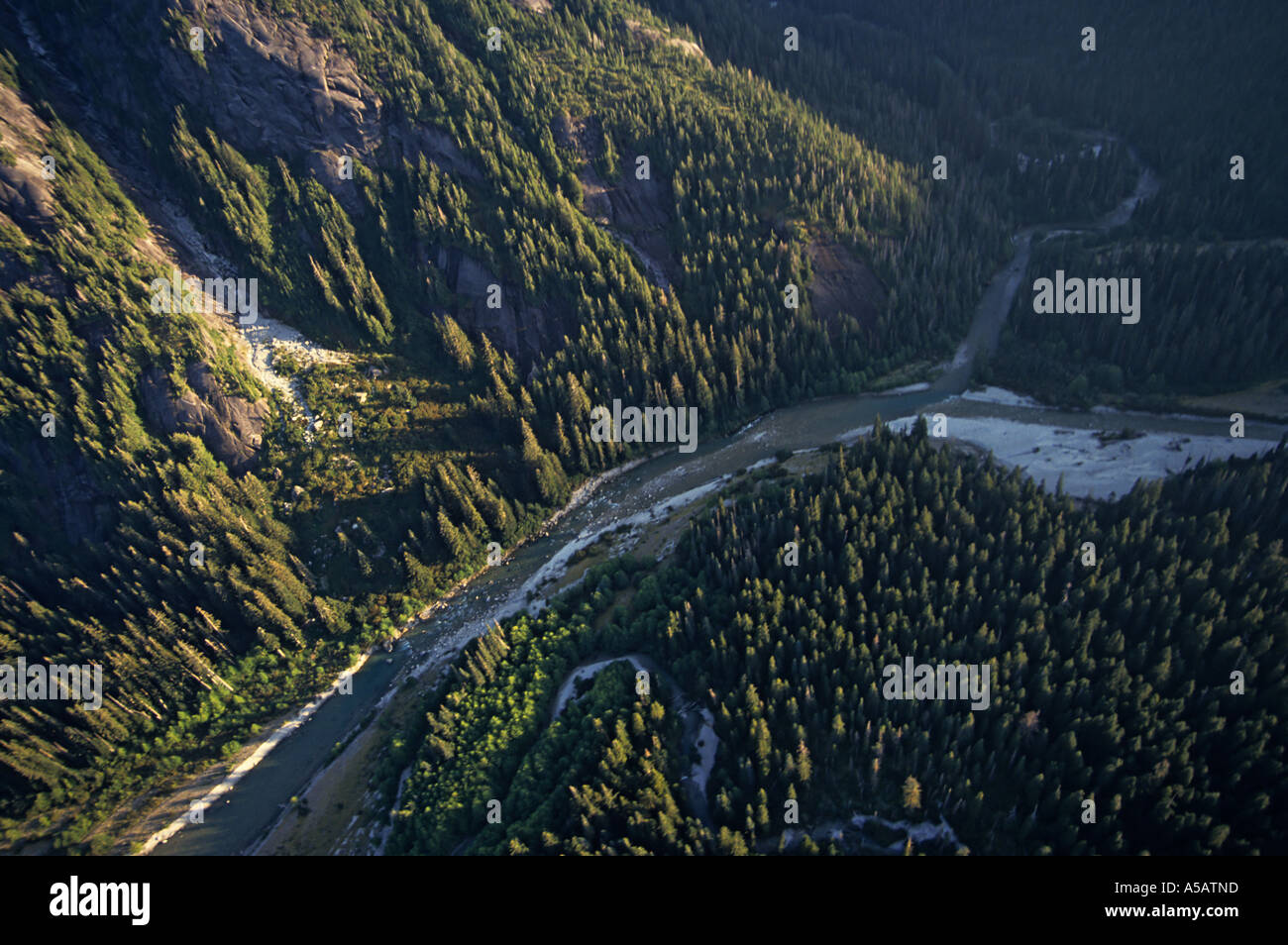 Aerial view of upper Kitlope river Kitlope Heritage Conservancy Area ...