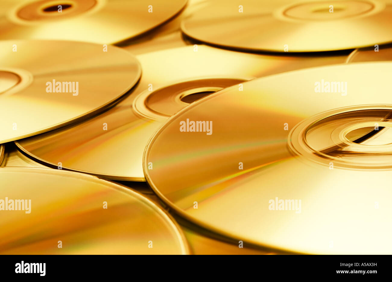 Golden discs background. Stock Photo