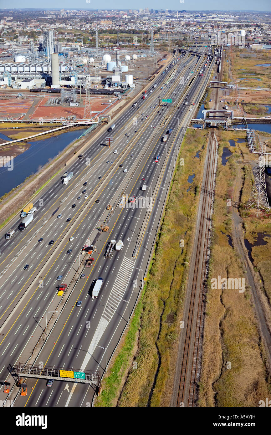 New Jersey Turnpike and Rail Line Stock Photo Alamy