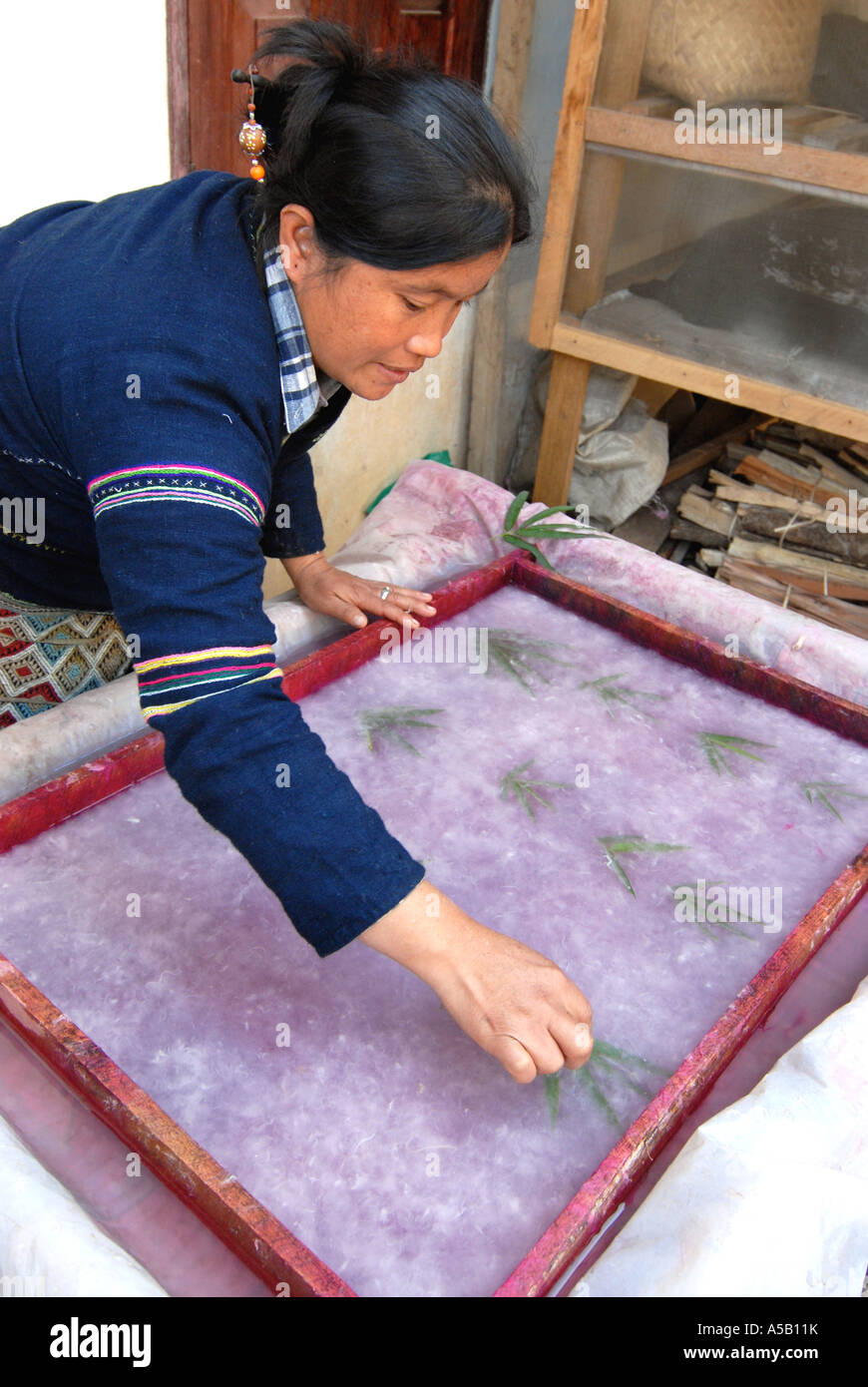 Paper Making in Laos Stock Photo Alamy