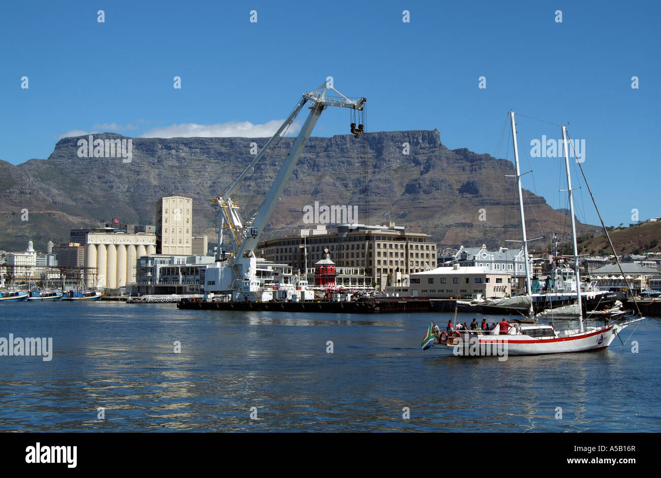 Port of Cape Town and Table Mountain. South Africa Stock Photo