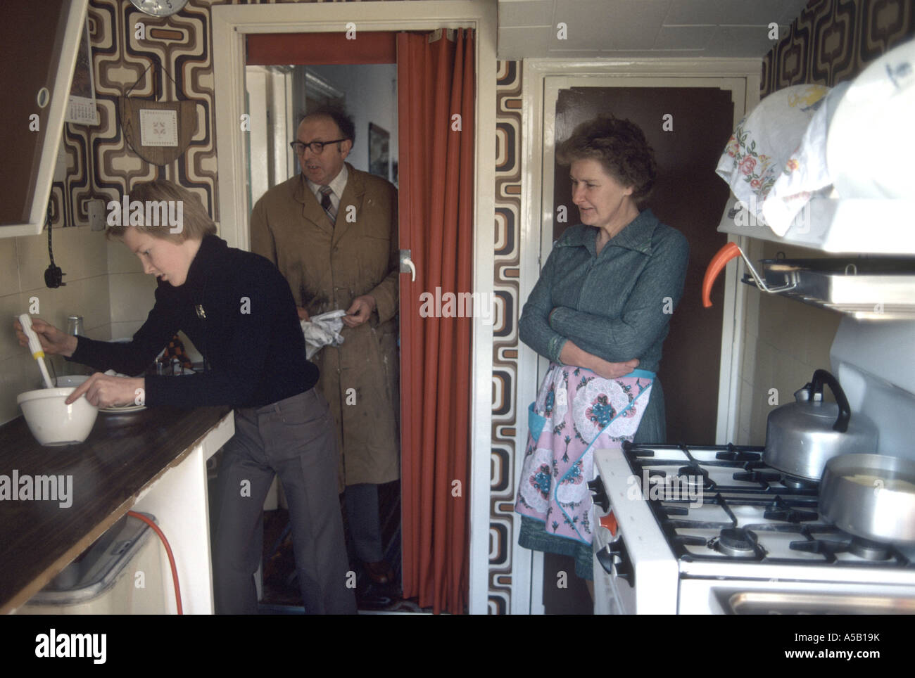 family kitchen in the 1970's Stock Photo