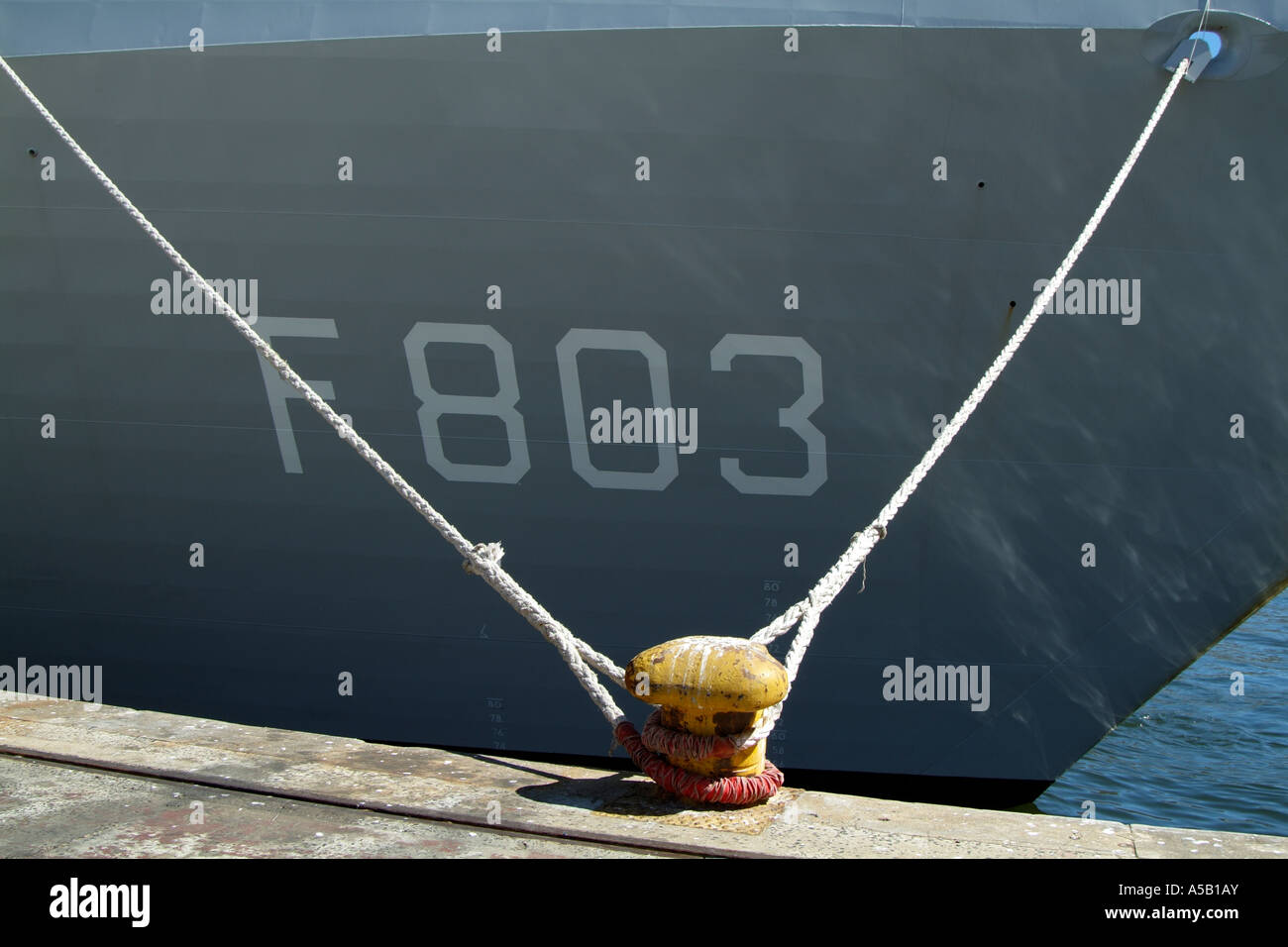 Ropes and mooring on quay. Port of Cape Town South Africa Stock Photo