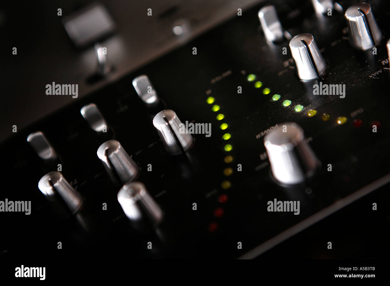 DJ MIXER WITH LEVELS LEDS Stock Photo Alamy