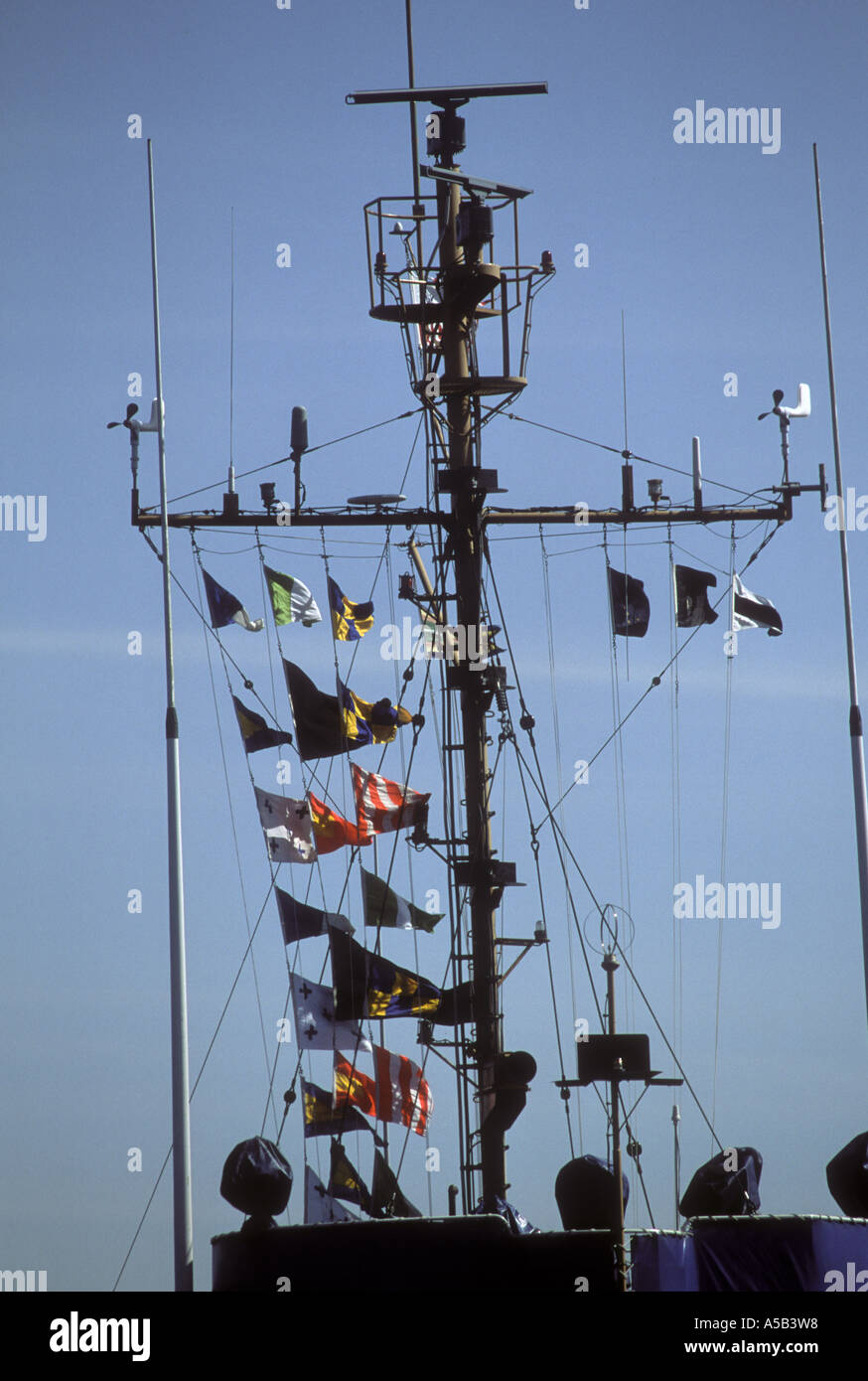 Mast of Coast Guard vessel Sedge with flags used as signals, Homer