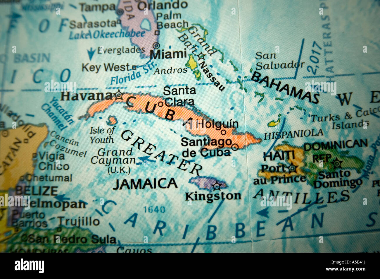 Caribbean map on a globe Stock Photo Alamy
