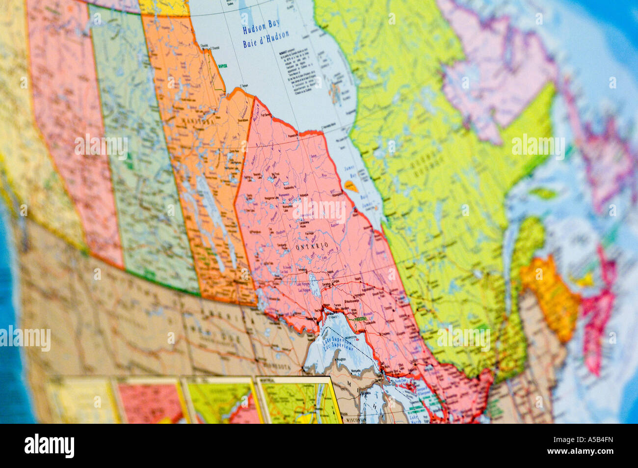 Map view of Ontario on Canada map. Stock Photo