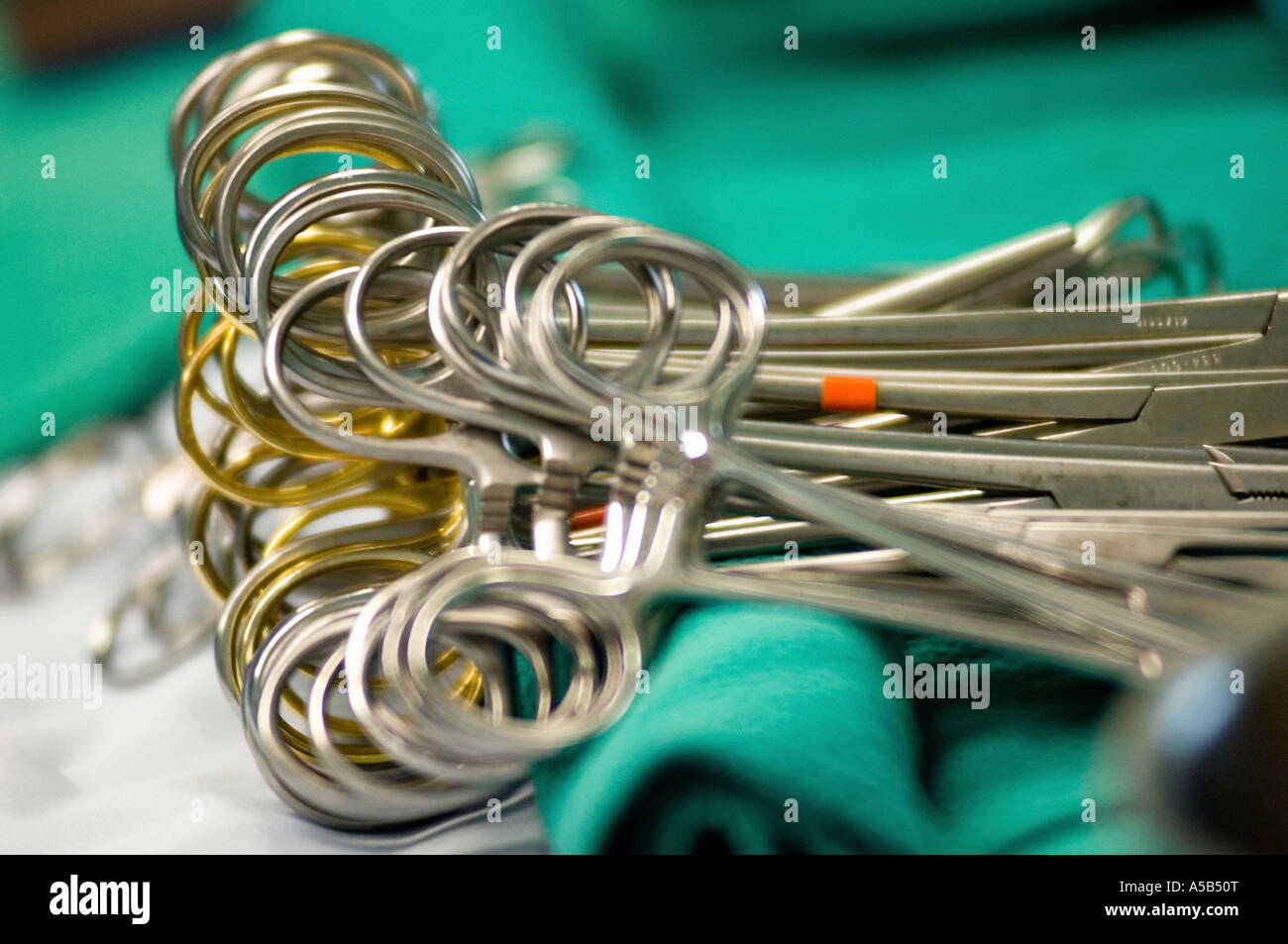 Collection are surgical clamps Stock Photo Alamy