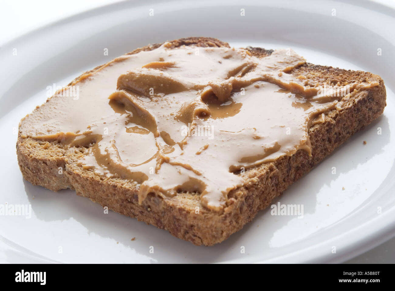 Peanut butter on bread Stock Photo