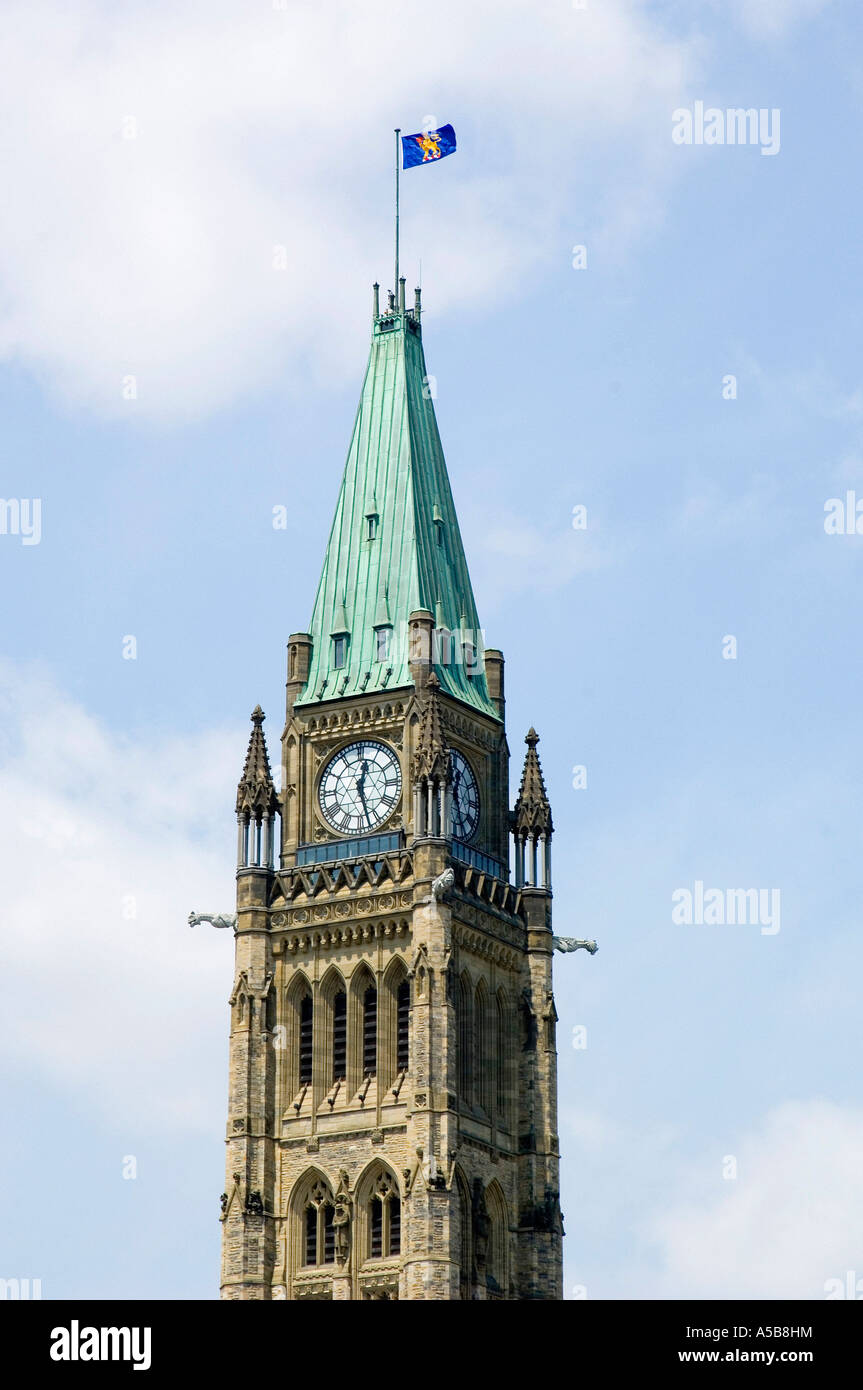 Ottawa Peace Tower with Governor General's flag. Stock Photo