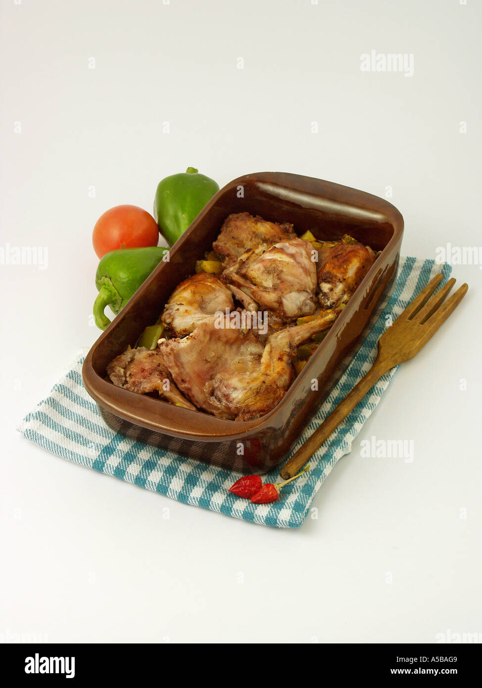 Cooked rabbit Recipe available Stock Photo - Alamy