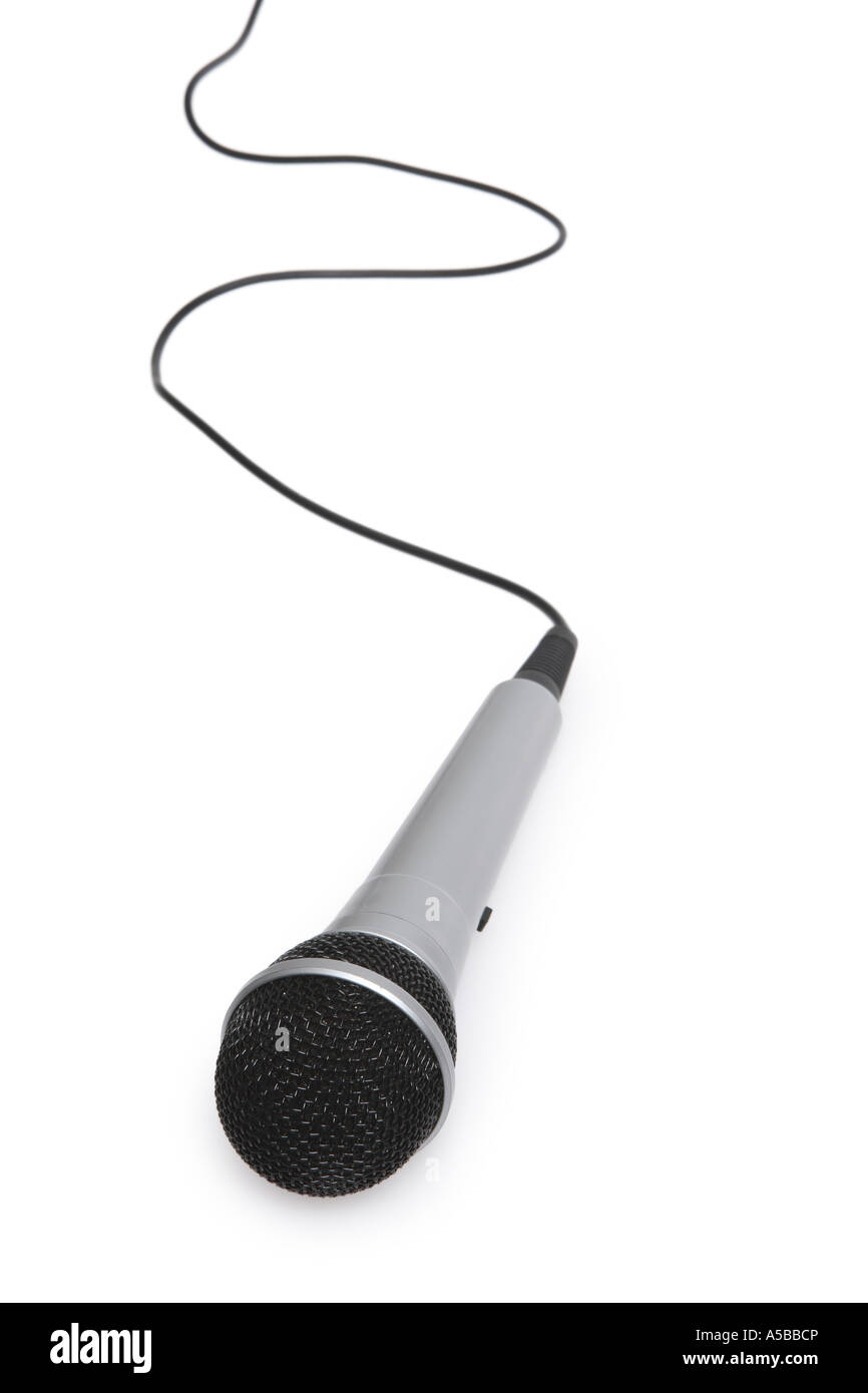 Microphone on White Background cut out on white background Stock Photo