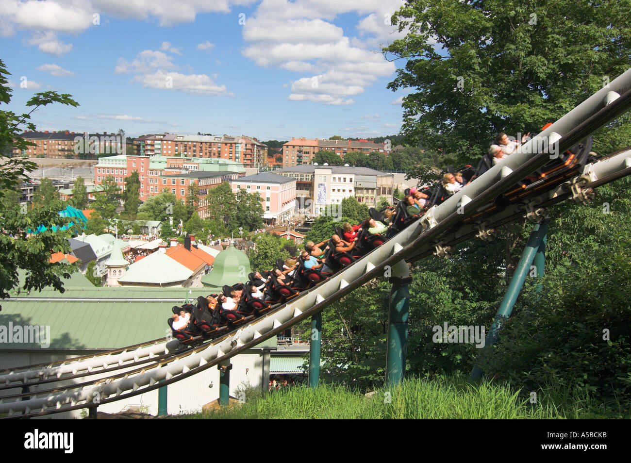 Rollercoaster at Liseberg Amusement Park. Gothenburg, Sweden Stock Photo
