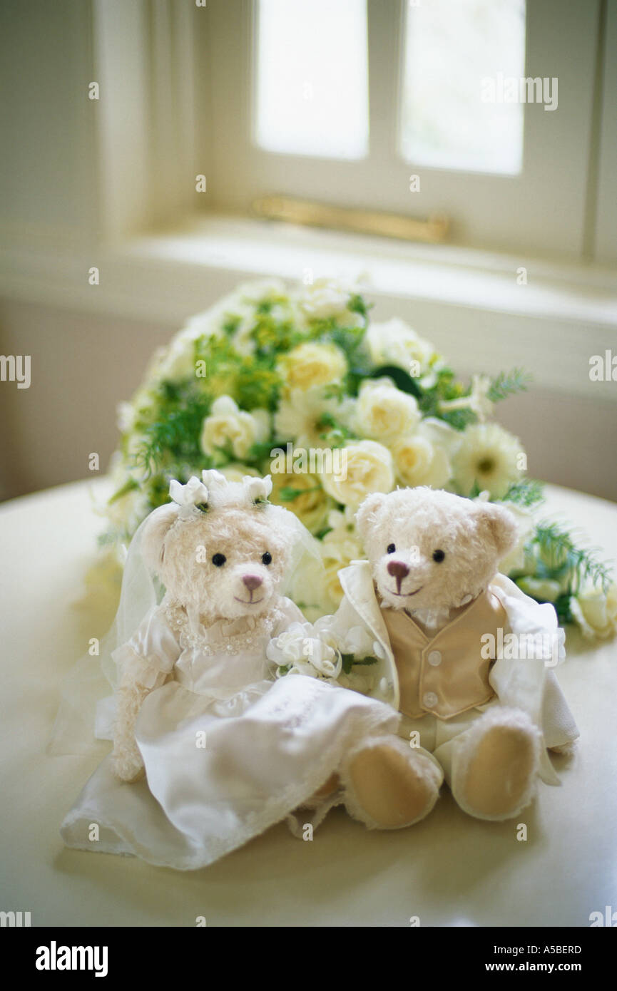 Teddy Bear in wedding costume Stock Photo Alamy