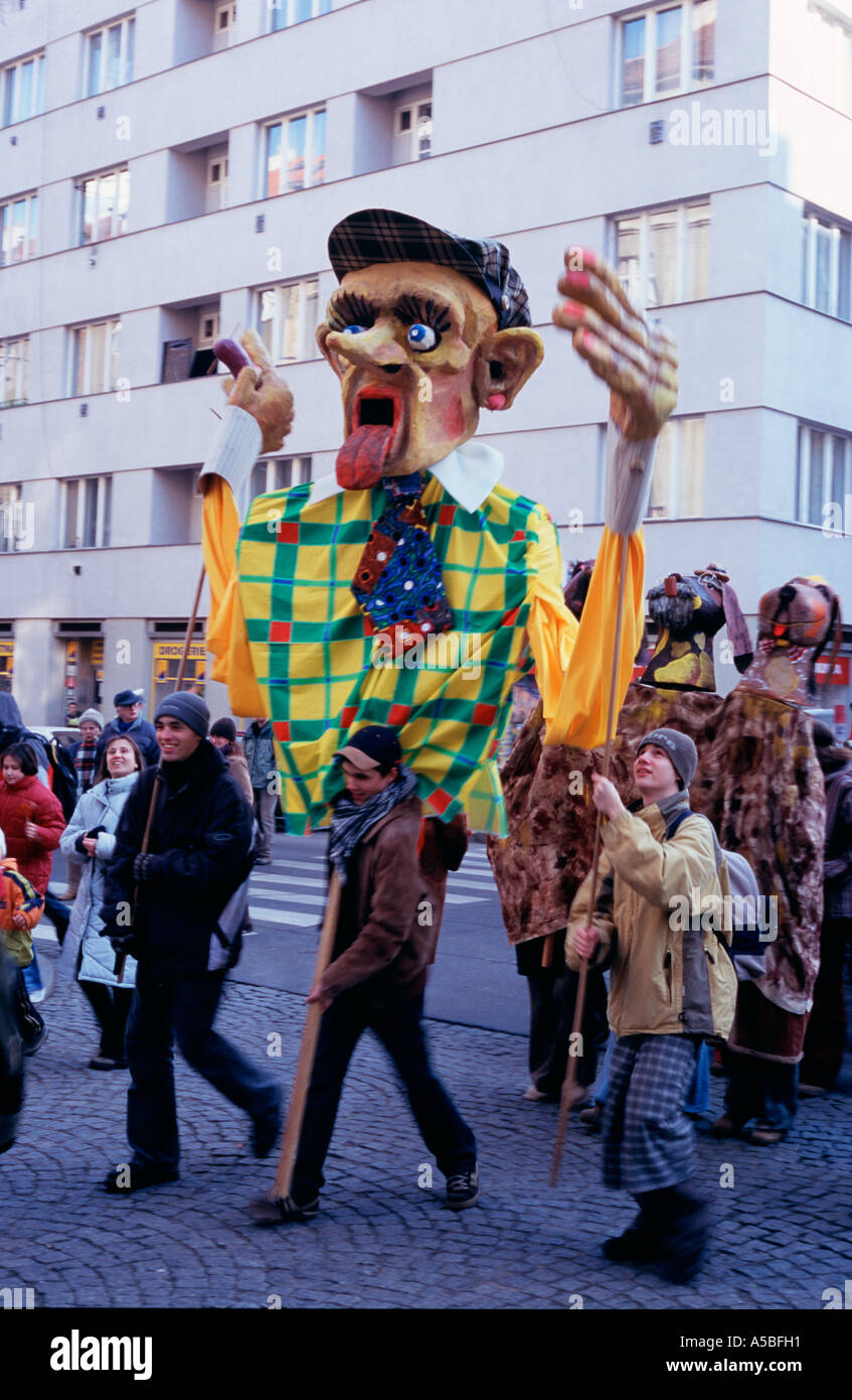 Huge puppet from Masopust carnival parade in Zizkov, Prague, Czech