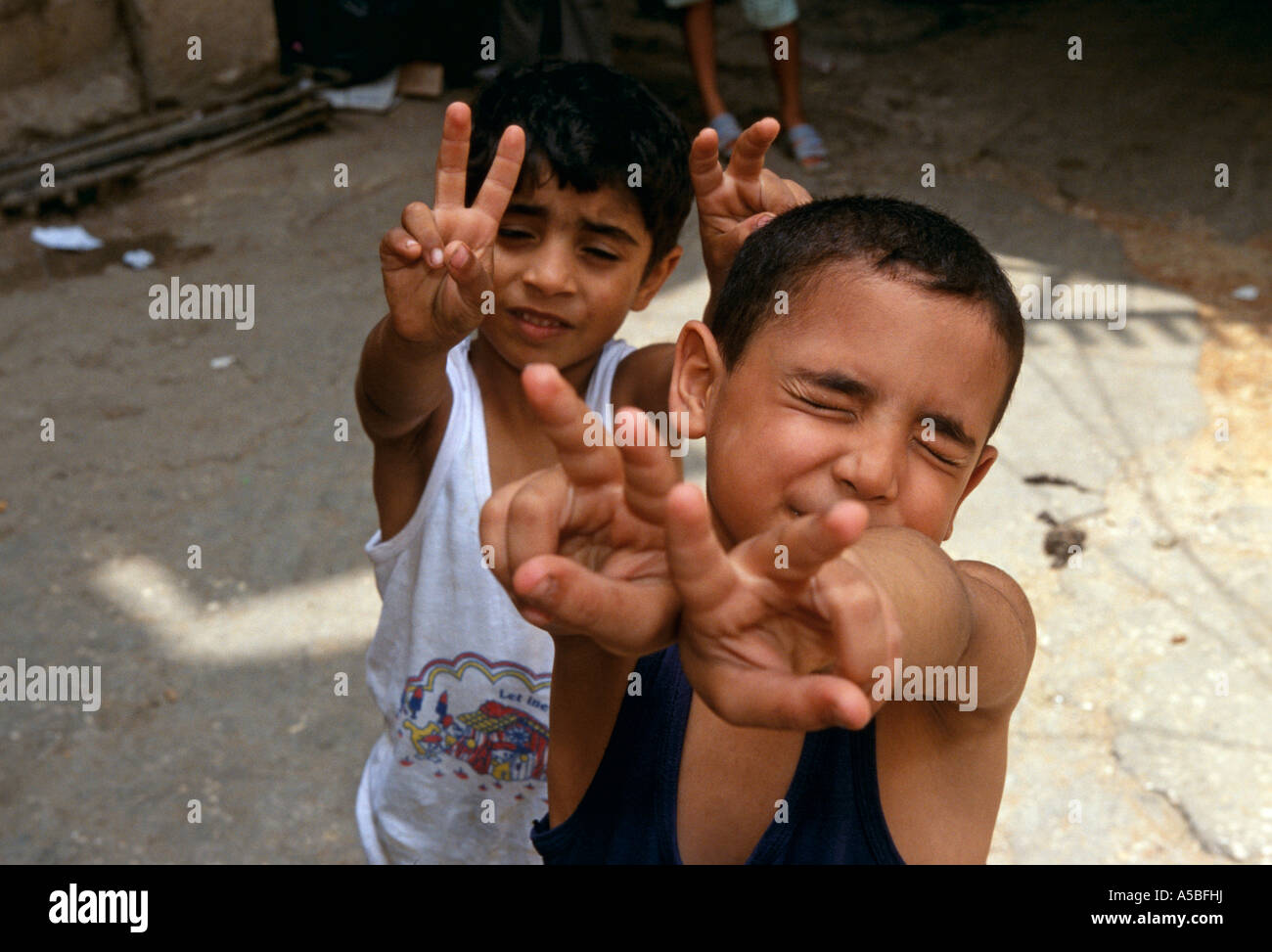 Palestinian children at the Shatila refugee camp in Beirut Stock Photo