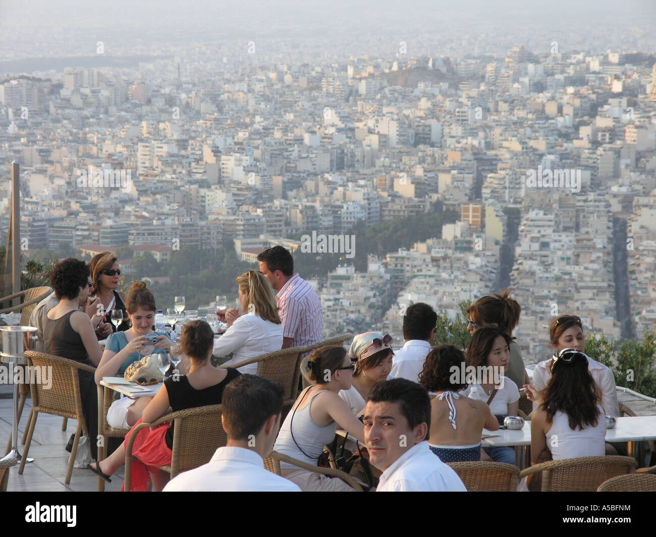 Hilltop restaurant on Lykavittos Athens Stock Photo Alamy