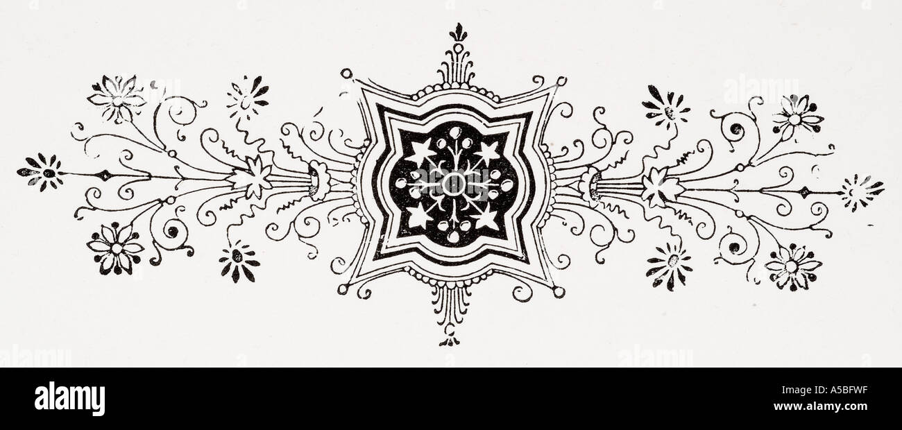 Floral Flower Symmetrical Motif Pattern Ink Mirror Embellish Calligraphy Chapter End Start Petal Leaf Organic Curly Gothic Manus Stock Photo Alamy