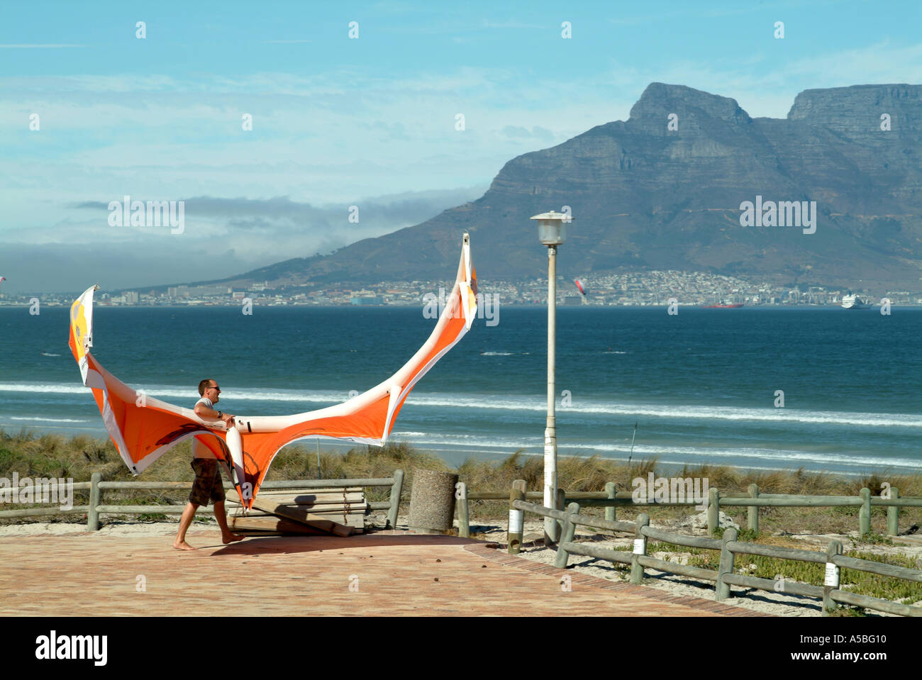 Mountain View beach near Cape Town South Africa RSA Kite boarder
