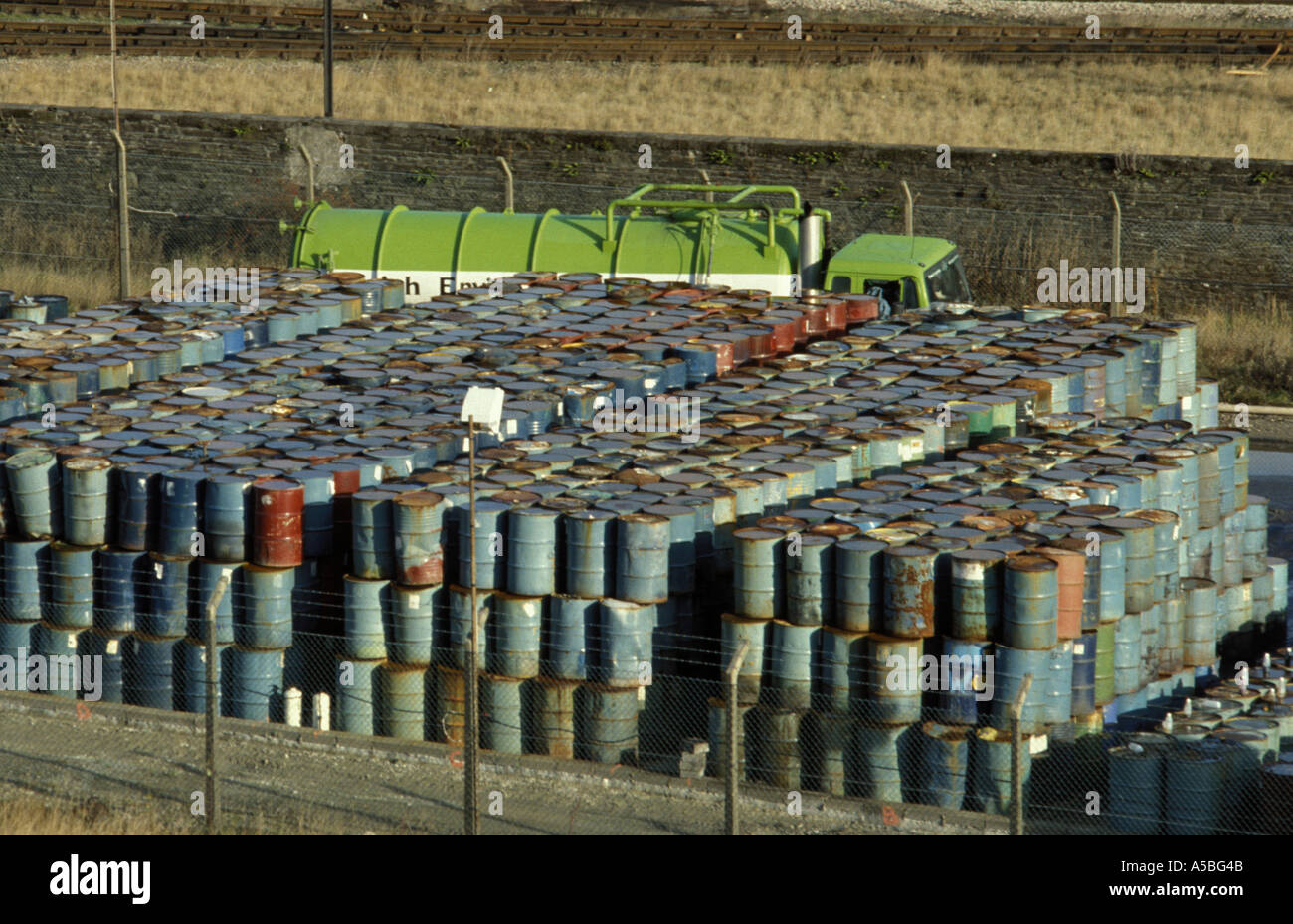 Cleaning up at Illegal Hazardous Toxic waste site in the Rhymny Valley in South Wales Site is now Cleared Wales UK Stock Photo