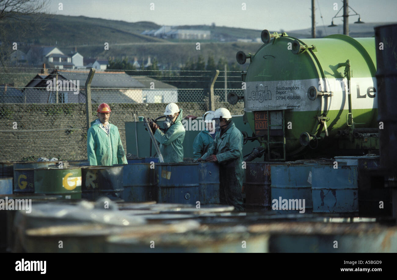 Cleaning up at Illegal Hazardous Toxic waste site in the Rhymny Valley in South Wales Site is now Cleared Wales UK Stock Photo