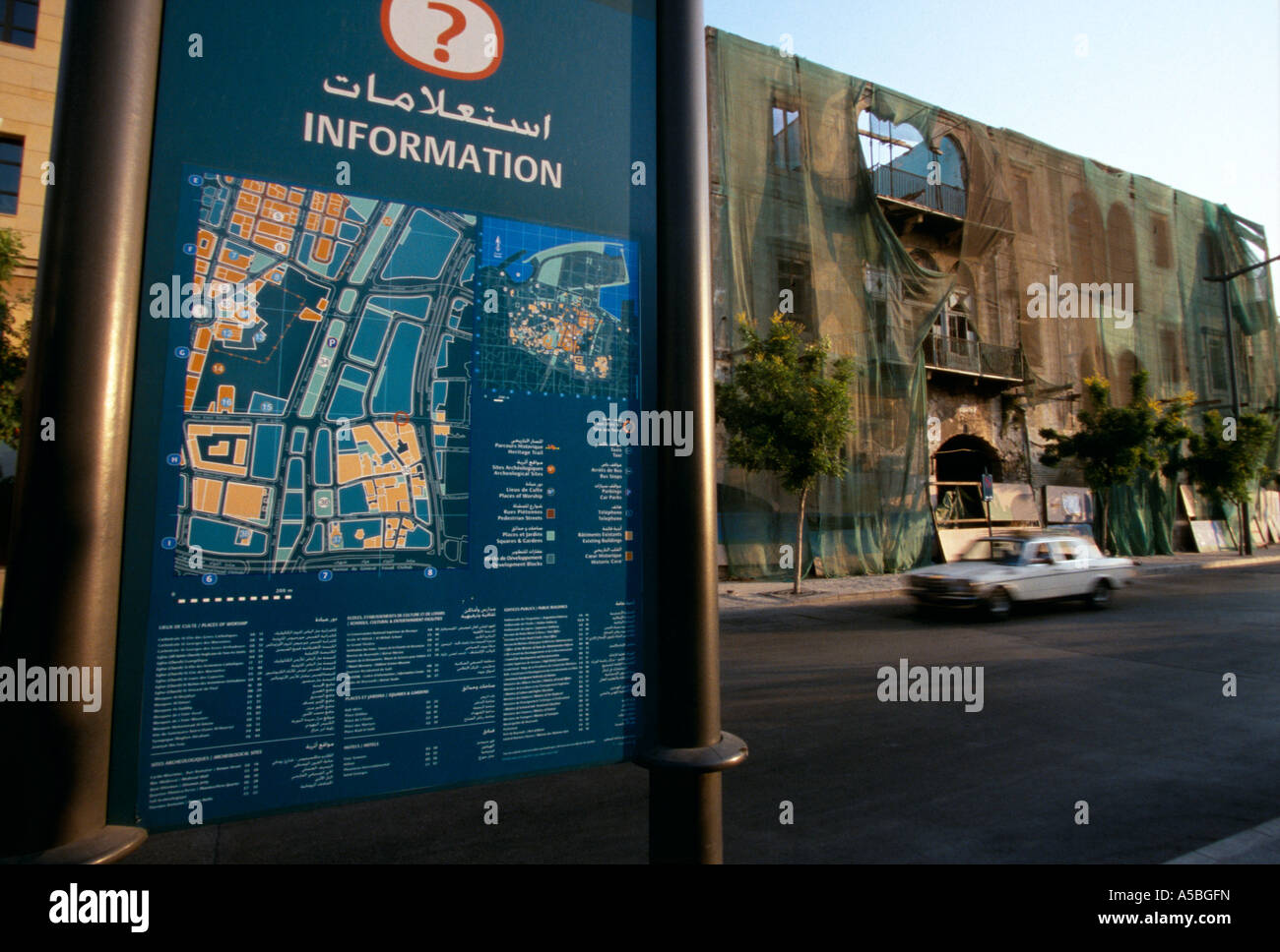 A tourist information sign Beirut Stock Photo