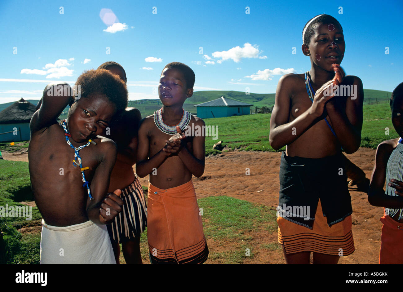 Traditional zulu dancers South Africa Stock Photo