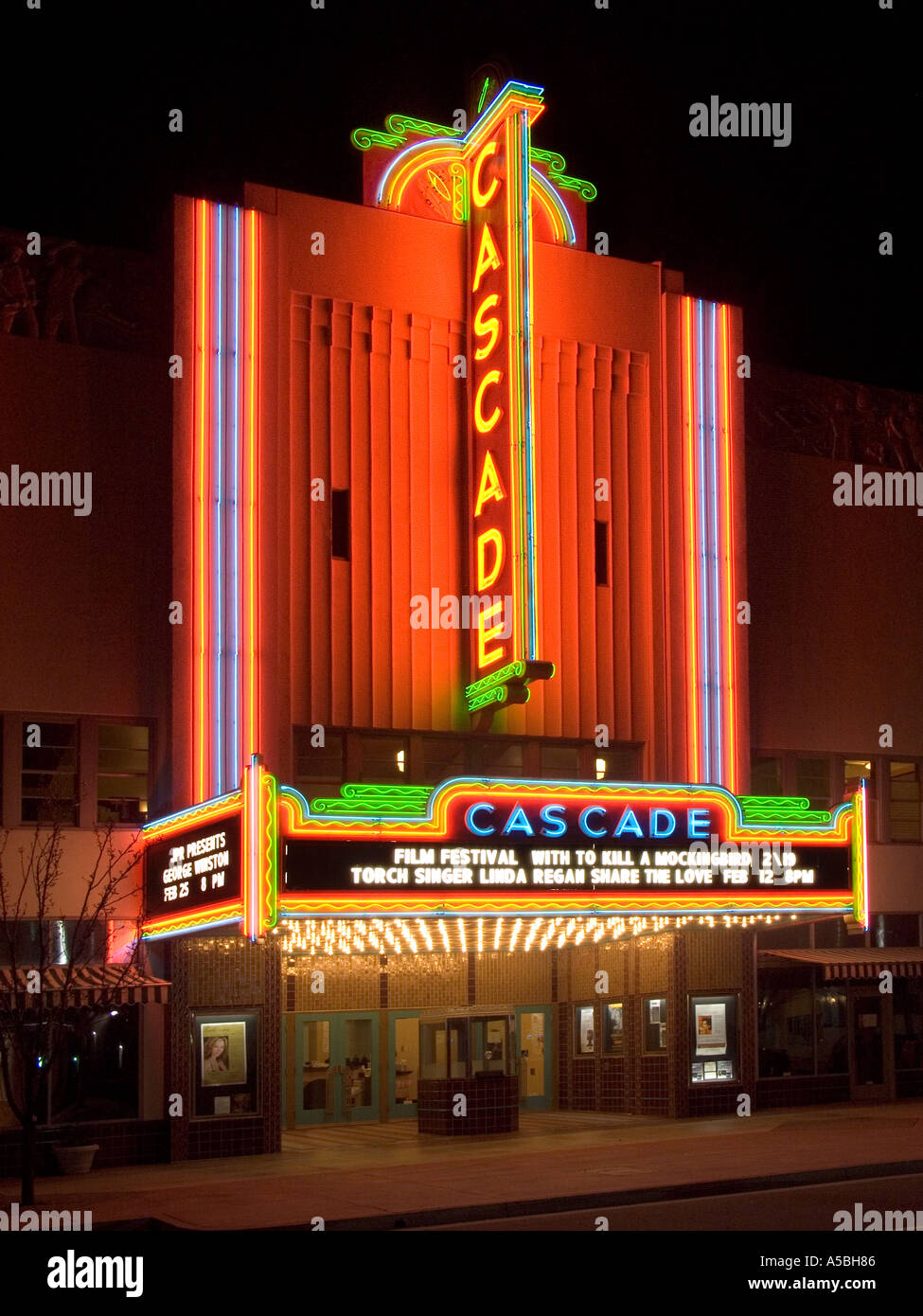The old Cascade Theater in downtown Redding, northern California Stock