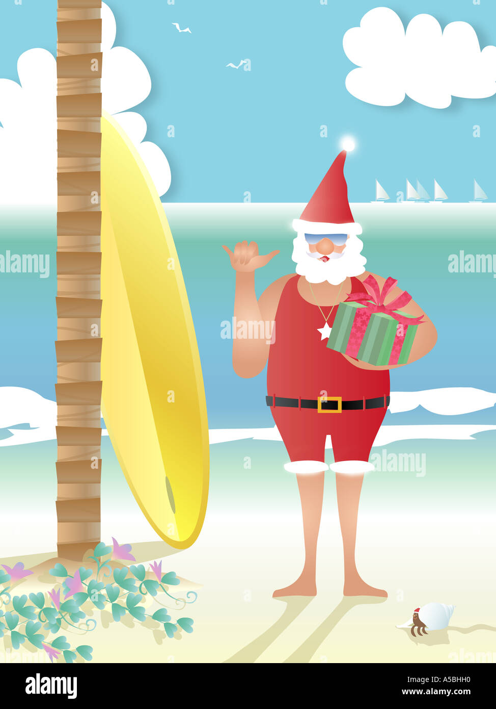 Portrait of Santa Claus standing on the beach Stock Photo - Alamy
