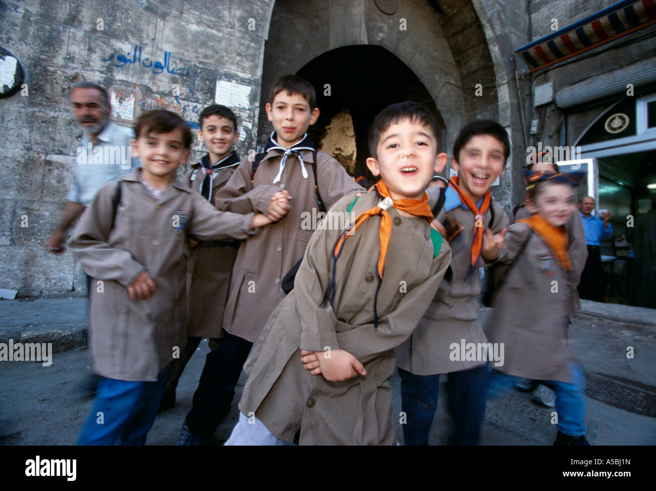 Group of schoolchildren, Damascus, Syria Stock Photo