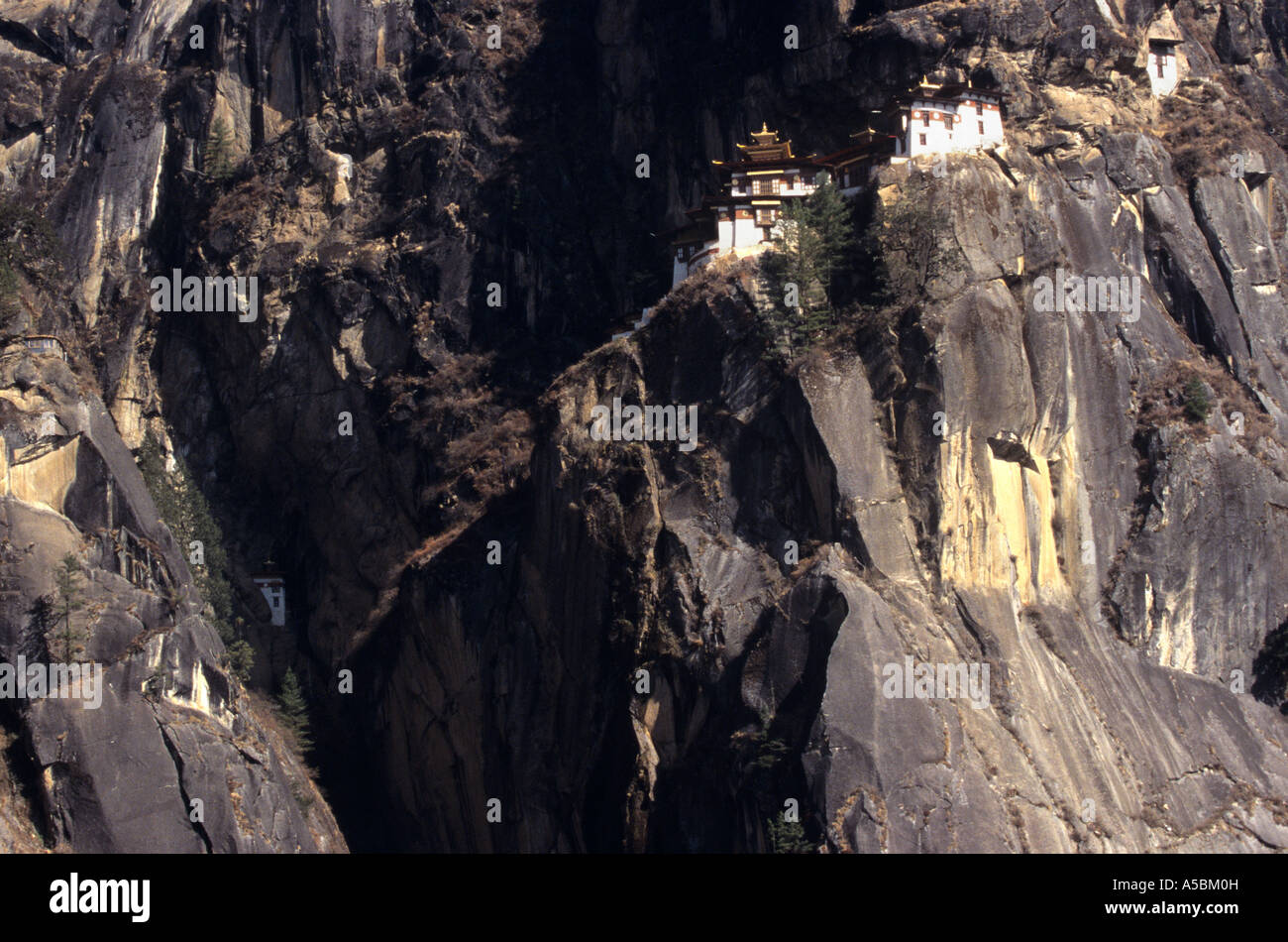 Paro Taktsang Monastery on cliff side, Paro Valley, Bhutan Stock Photo