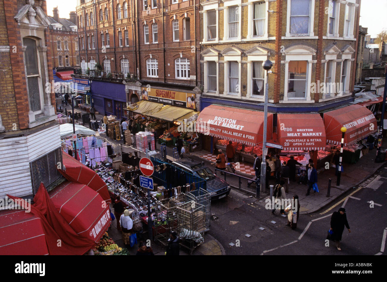 A busy day at the Brixton market in London UK Stock Photo