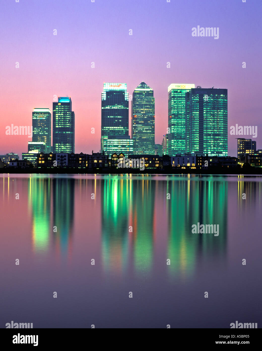 Canary Wharf Estate from the east, London, United Kingdom Stock Photo