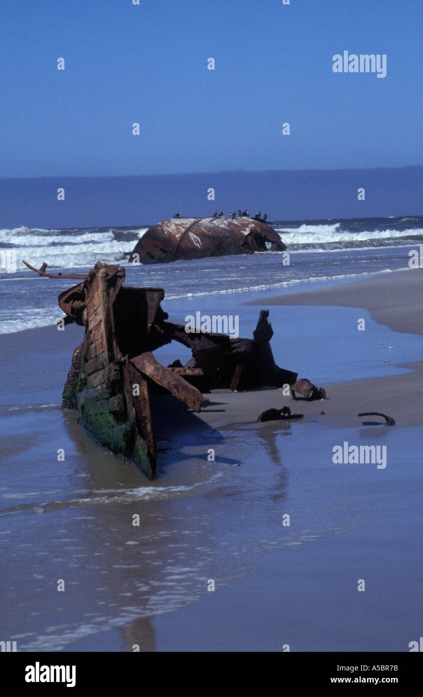 Namibia two of many wrecks along the northern Skeleton Coast Stock ...