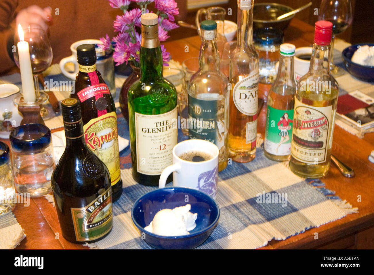 Array of after dinner alcohol coffee ice cream for satiated