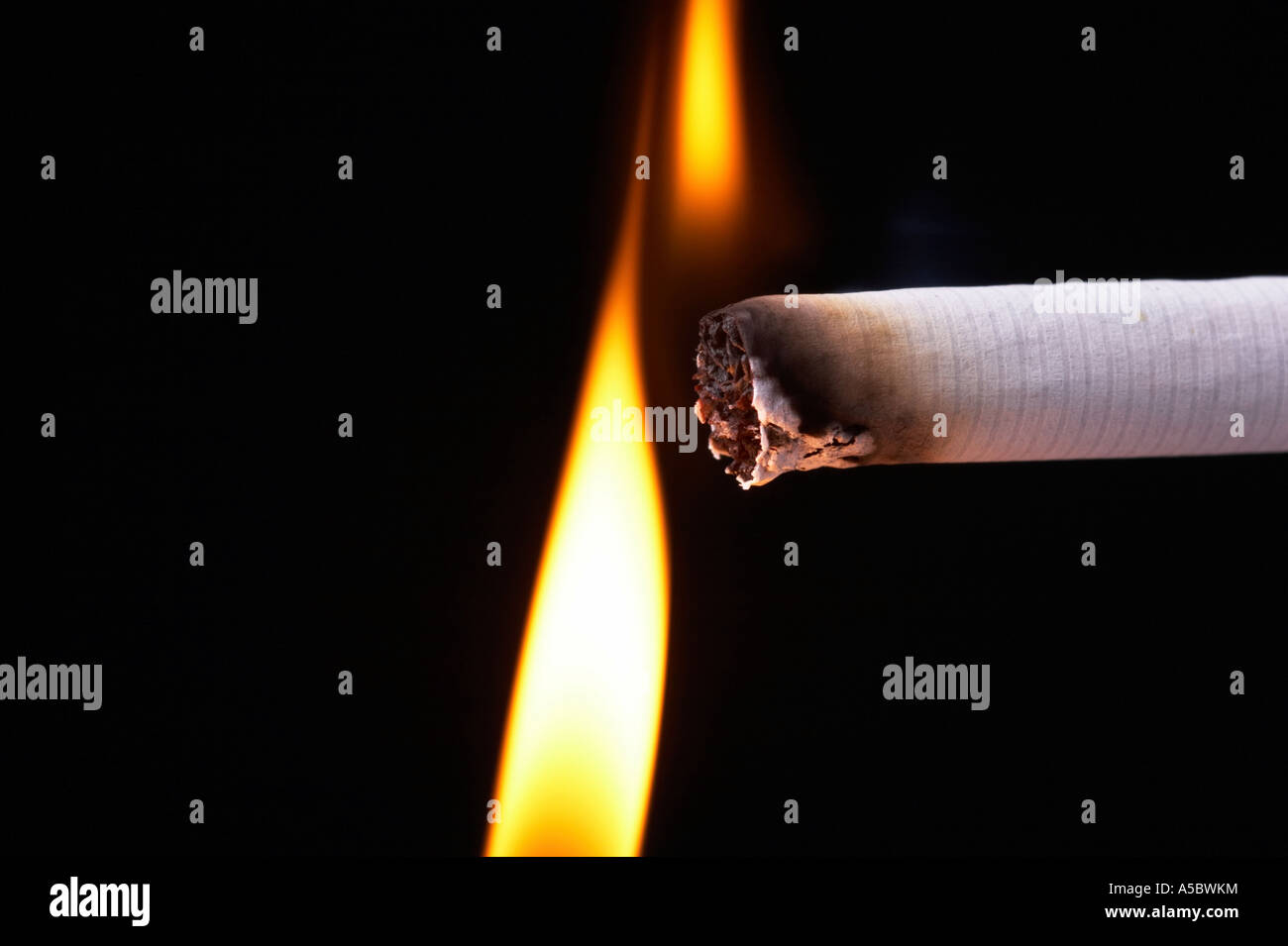 Light a cigarette with a match, black background Stock Photo Alamy