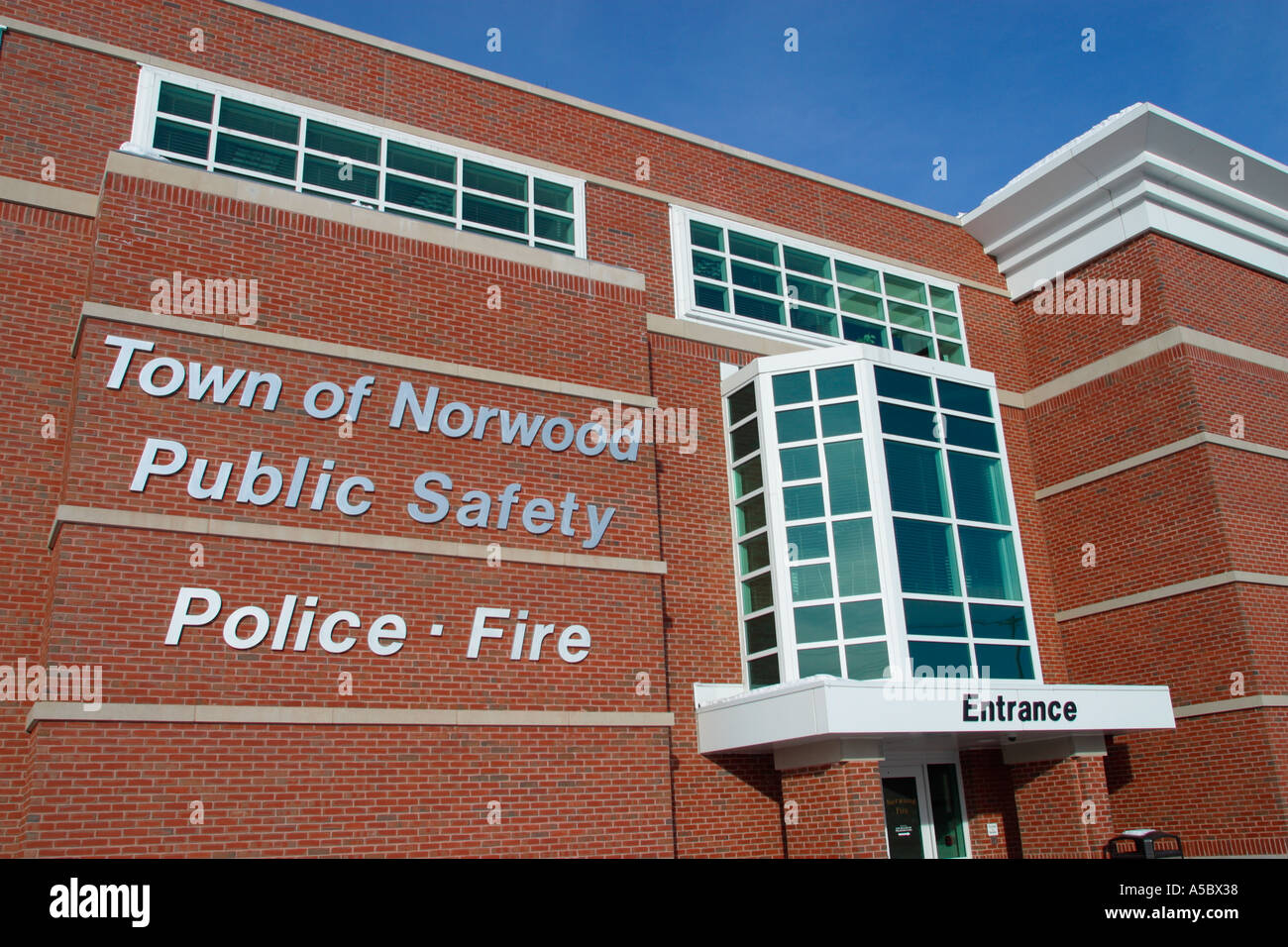 Police and Fire Headquarters Town of Norwood Massachusetts Stock Photo