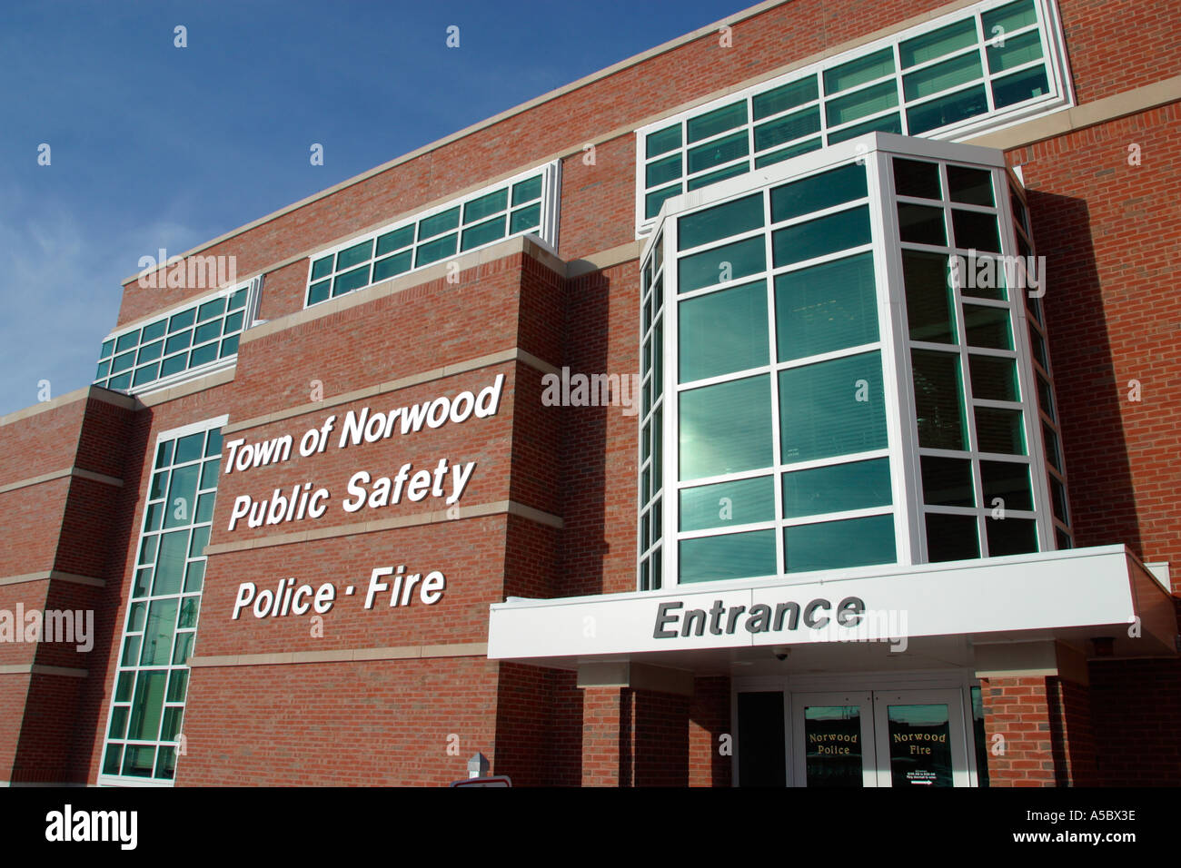 Police and Fire Headquarters Town of Norwood Massachusetts Stock Photo