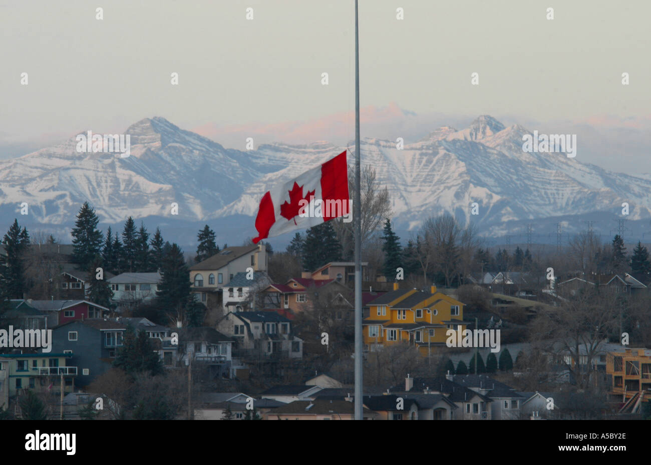 Canadian Flag; half mast Stock Photo Alamy