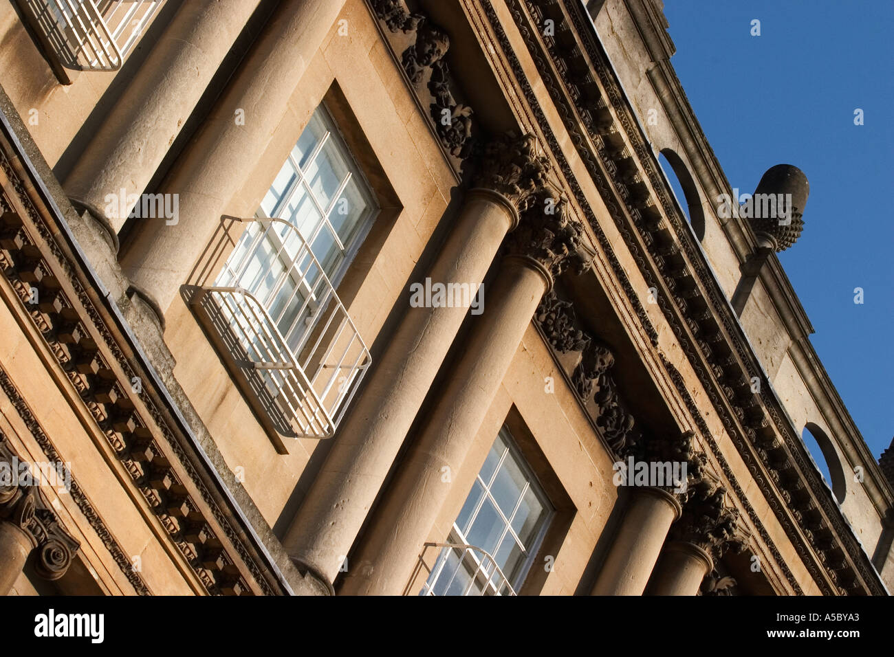 Part of the third register of The Circus in Bath England showing corinthian columns Stock Photo