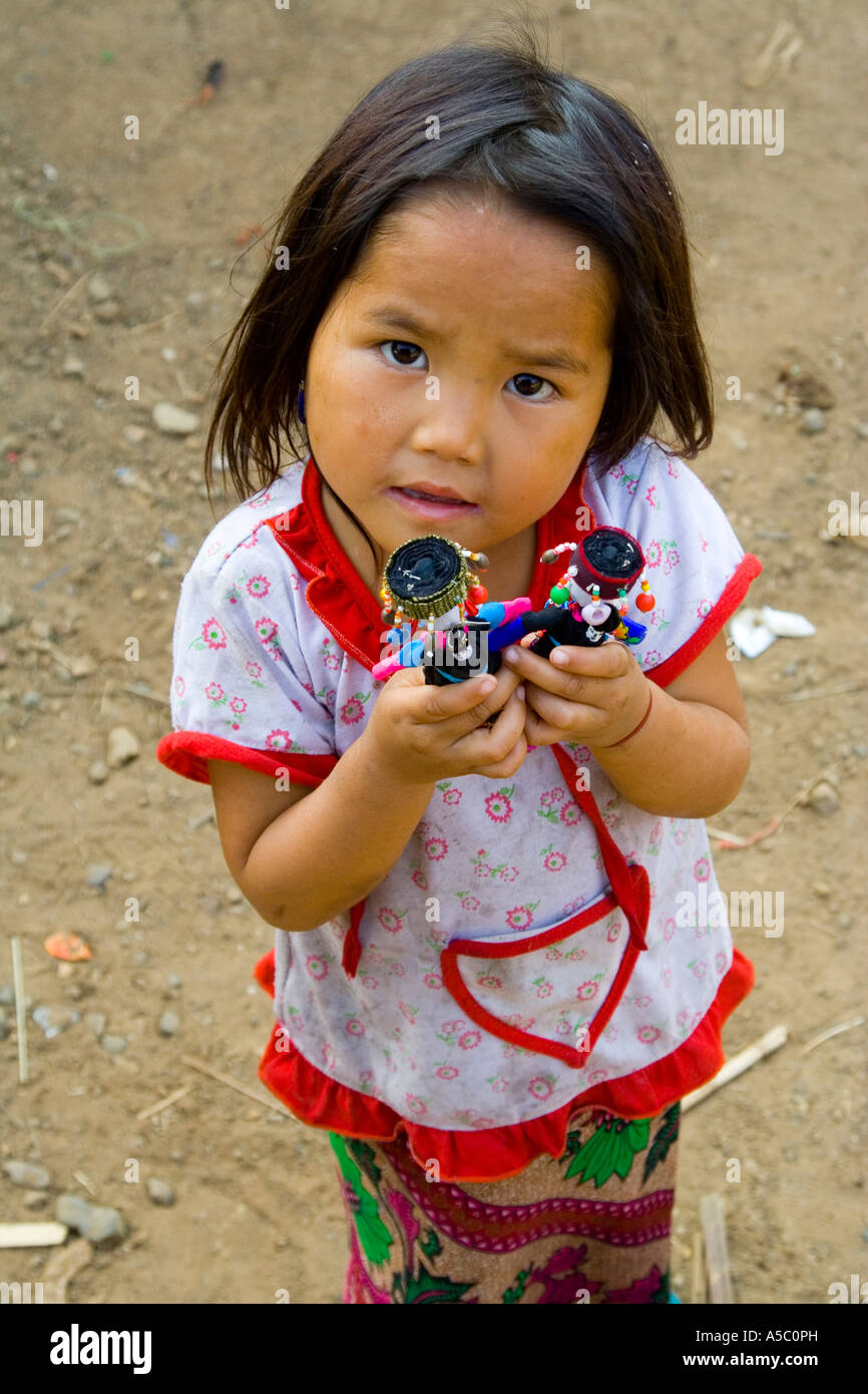 Small Girl Selling Hmong Dolls at the Handicraft Night Market Luang ...