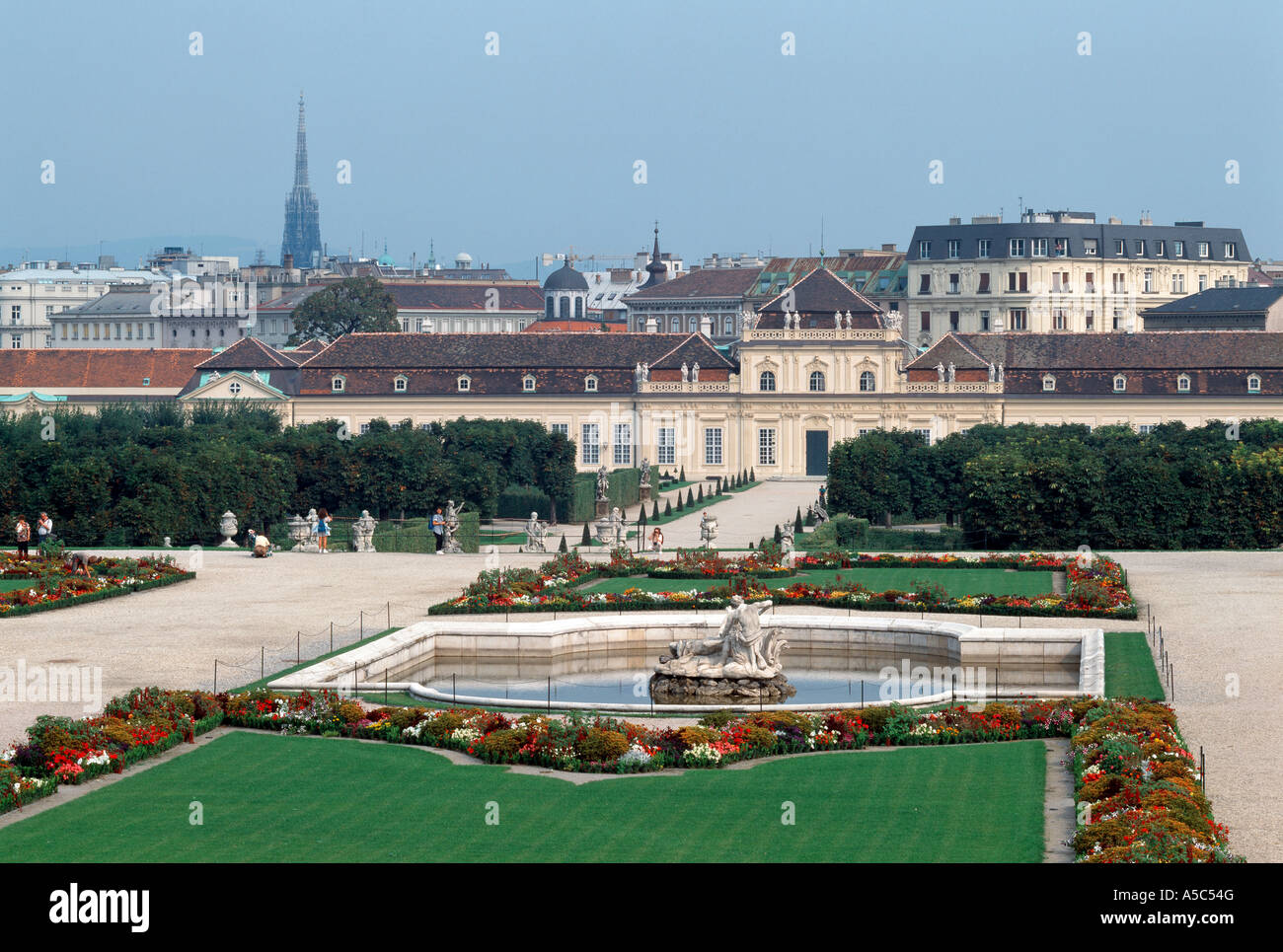 Wien Belvedere Blick Vom Oberen Garten Auf Das Untere Belvedere